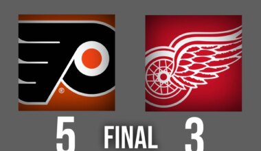 Flyers Fight Off Late Scare From Red Wings, Tippett's Hat Trick Leads the Way in 5-3 Win