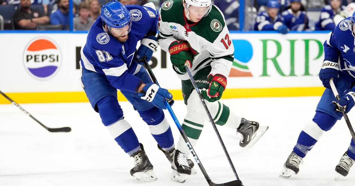 Cernak scores on crazy carom late in 3rd period, Lightning beat the Wild 6-3