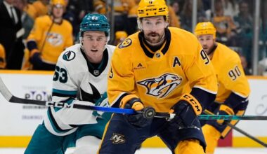 Forsberg has a goal and 2 assists to lead surging Predators over slumping Sharks 6-3