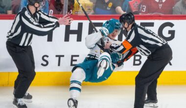 Sharks rookie Chernyshov exits after big hit less than 30 seconds in