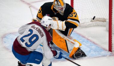 MacKinnon scores NHL-leading 46th goal as Avalanche cruise past wobbling Penguins 6-2