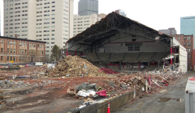 Northeastern's historic Matthews Arena torn down to make way for new one