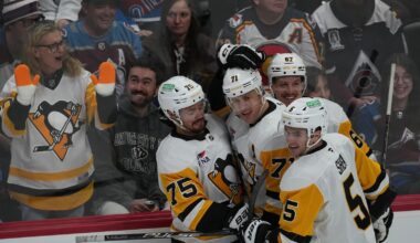 Malkin gets 2 goals in his return from suspension as the Penguins beat the NHL-leading Avalanche 7-2