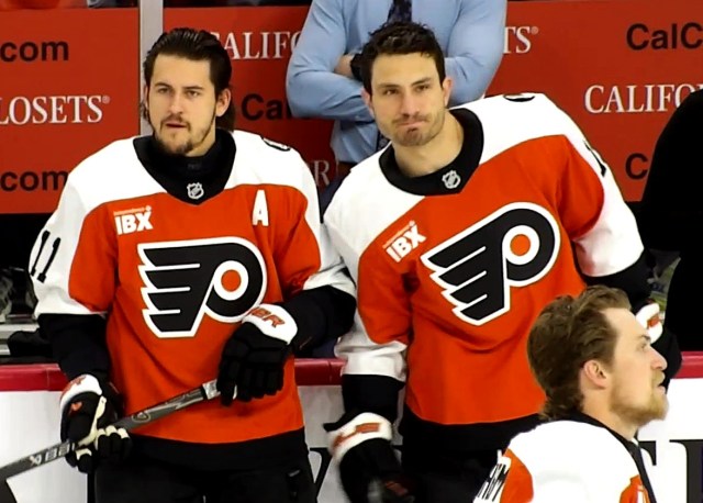 NHL Flyers Travis Konecny and Garnet Hathaway