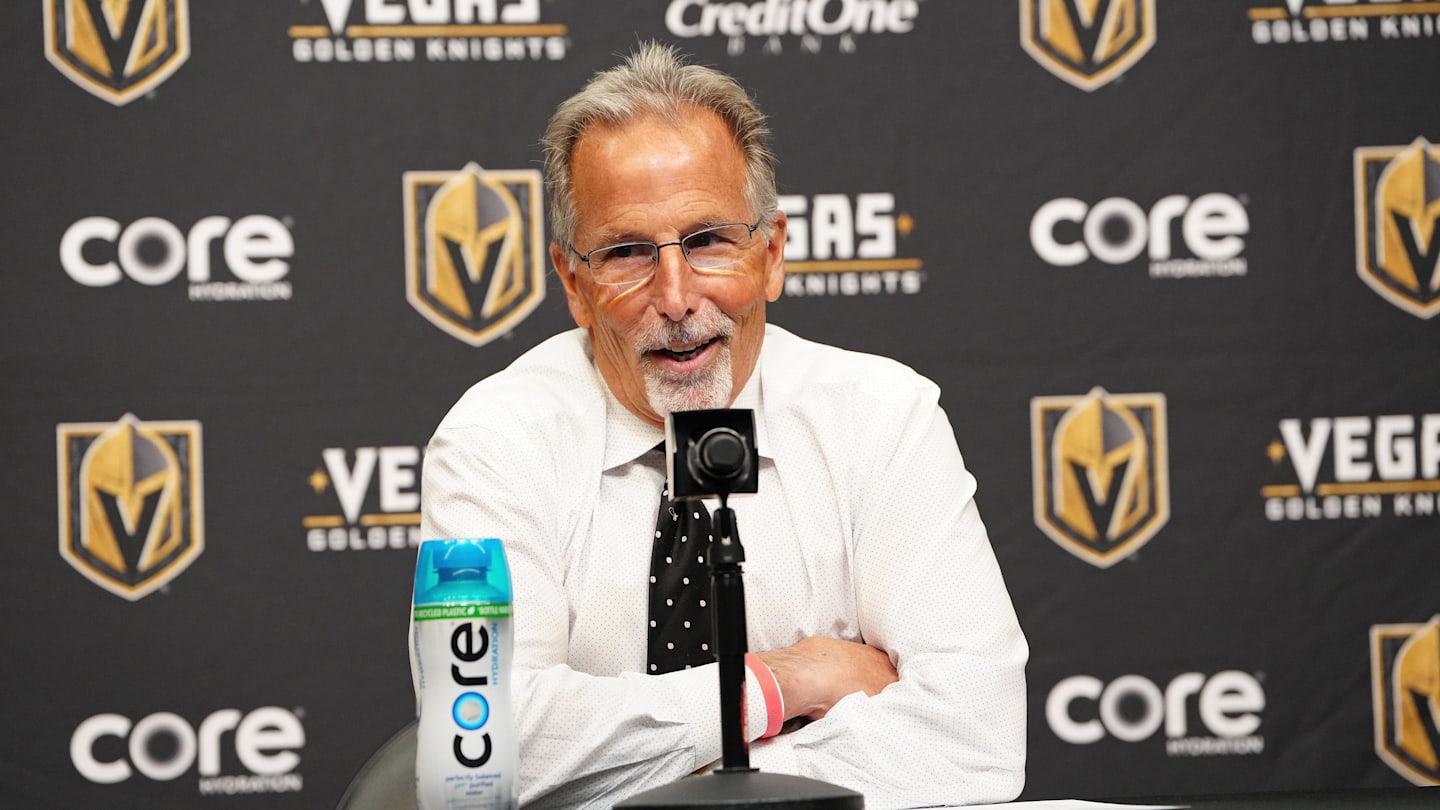 Mar 30, 2026; Las Vegas, Nevada, USA; Vegas Golden Knights head coach John Tortorella holds a presser after the Golden Knights defeated the Vancouver Canucks 4-2 at T-Mobile Arena. Mandatory Credit: Stephen R. Sylvanie-Imagn Images