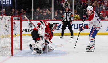 Montréal Canadiens right wing Ivan Demidov (93) scores in the penalty shootout against the New Jersey Devils during overtime at Prudential Center: Thomas Salus-Imagn Images