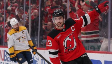 New Jersey Devils center Nico Hischier (13): Ed Mulholland-Imagn Images