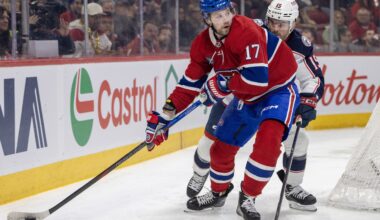 Canadiens winger Josh Anderson holds off Columbus Blue Jackets