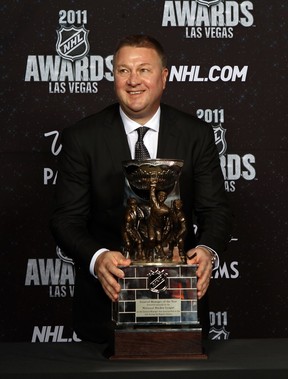 Mike Gillis of the Vancouver Canucks poses after winning the NHL General Manager of the Year Award during the 2011 NHL Awards at The Pearl concert theater at the Palms Casino Resort on June 22, 2011 in Las Vegas, Nevada.