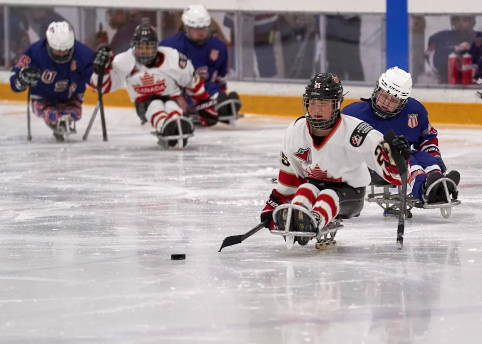 Canada’s youngest player, 2009 born Hailey King carries the puck -&nbsp;Photo @ Ellen Bond