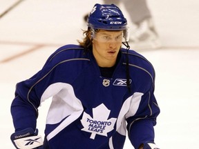 Former Maple Leafs centre Mikhail Grabovski is seen attending a team practice in Toronto, Feb. 22, 2010.