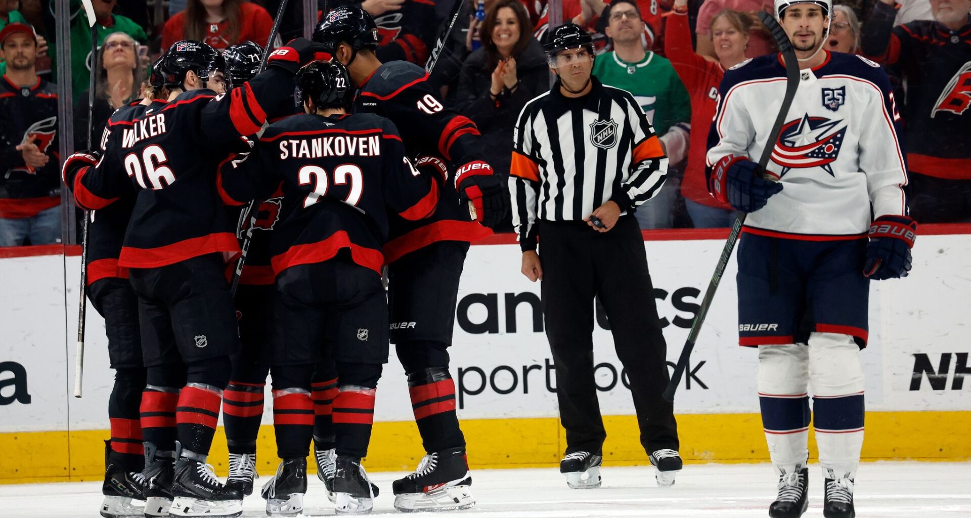 Stankoven scores twice as Hurricanes beat Blue Jackets 5-1, clinch playoff berth