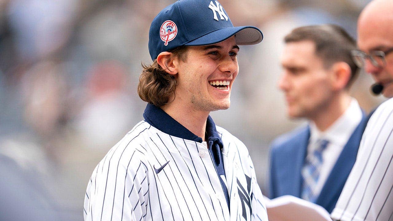Jack Hughes debuts his new smile at the Yankees home opener