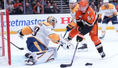 Justus Annunen stops 43 shots for 3rd career shutout in Predators' 5-0 win over Ducks