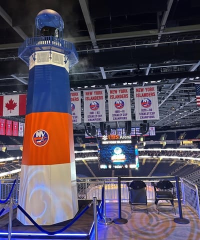 The Islanders' lighthouse as seen on the second-level concourse at...
