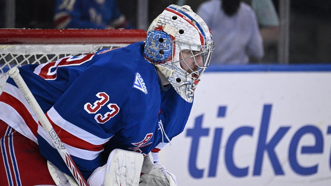 Colin Stephenson: Rangers' Dylan Garand waits patiently for his next shot in goal