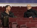 Abbotsford Canucks General manager Ryan Johnson and Vancouver Canucks GM Patrik Allvin during Canucks practice at Rogers Arena in 2024.