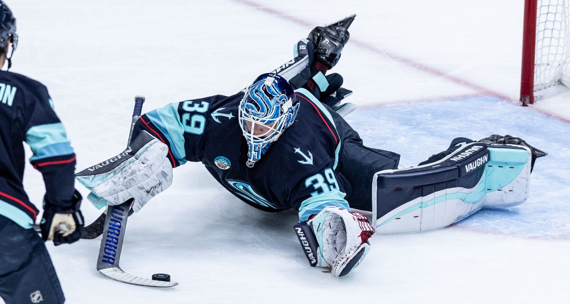 Kokko attempts goalie goal in 1st NHL start, stops 26 shots as Kraken beat Flames 4-1