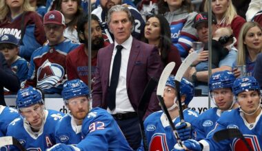 Avs coach Bednar taken to hospital after being hit by puck