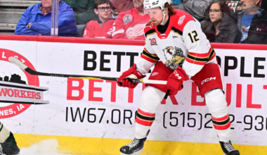 Red Wings prospect Kienan Draper was scoreless in his AHL debut on Wednesday.