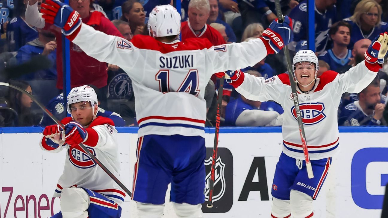 Juraj Slafkovsky caps hat trick with OT winner for Canadiens