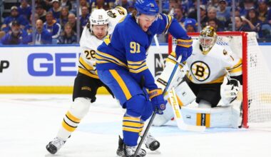 Sabres score 4 3rd-period goals to beat the Bruins 4-3 in playoff opener