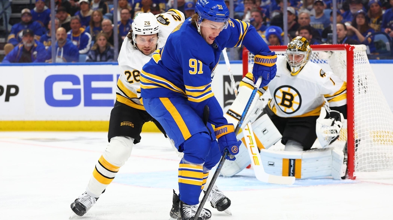 Sabres score 4 3rd-period goals to beat the Bruins 4-3 in playoff opener