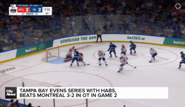 Montreal Canadiens fall 3-2 in OT to Lightning in Game 2