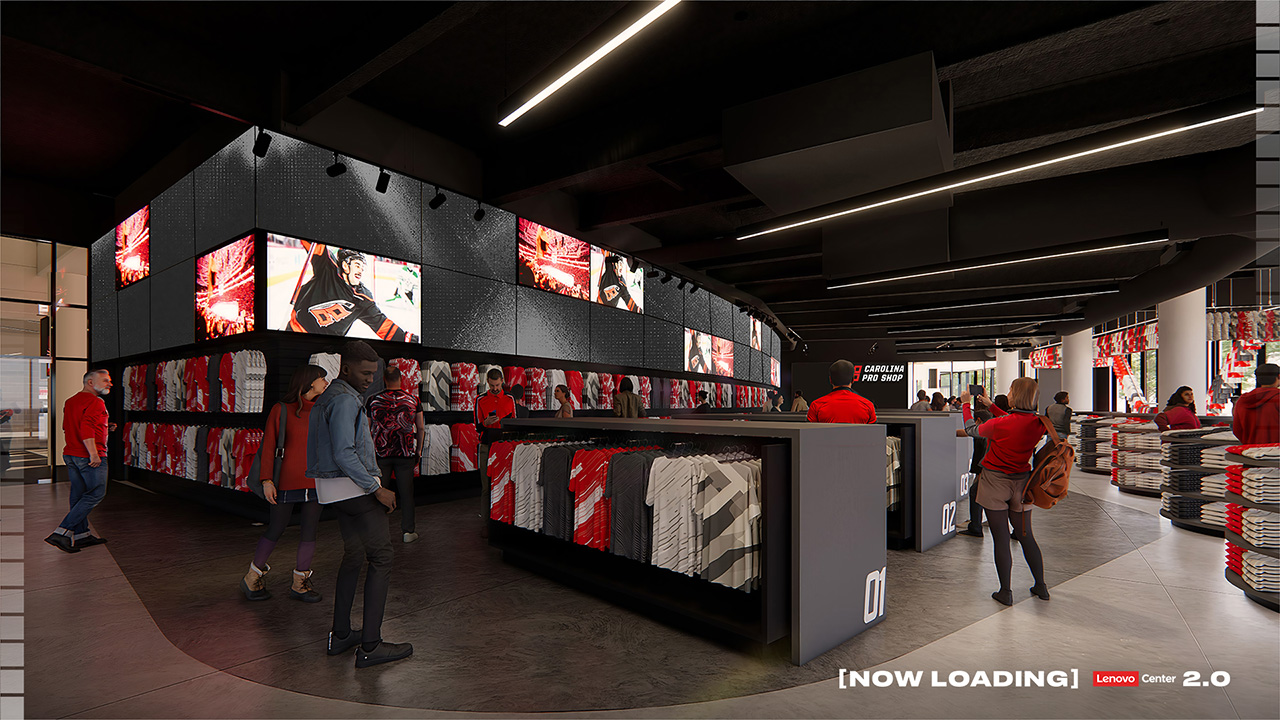 A new team store will be created on the southwest side of Lenovo Center, featuring an elevated design and nearly three times the square footage of the current team store.