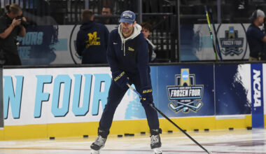 Max Pacioretty, special assistant to the head coach at Michigan and former Golden Knight, parti ...