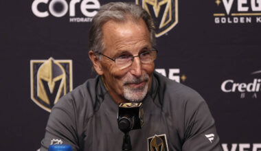 Golden Knights head coach John Tortorella speaks during a press conference following the team&# ...