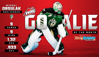 2026 NHL Draft-eligible netminder Orsulak named Mary Brown's Chicken WHL Goaltender of the Month for March