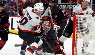 Drake Batherson, Dylan Cozens score as Senators, Hurricanes tied after second period of Game 2