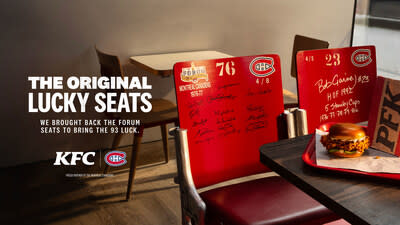 KFC Canada Installs Original Montreal Canadiens Forum Seats in Restaurants for the Playoffs (CNW Group/KFC Canada)