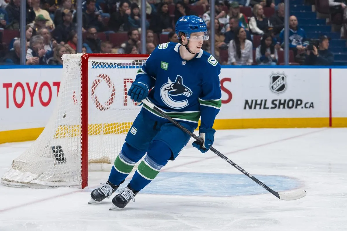 Vancouver Canucks forward Ty Mueller (39) skates against the Minnesota Wild in the second period at Rogers Arena.