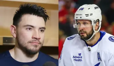 Photo of Nick Suzuki and Nikita Kucherov.