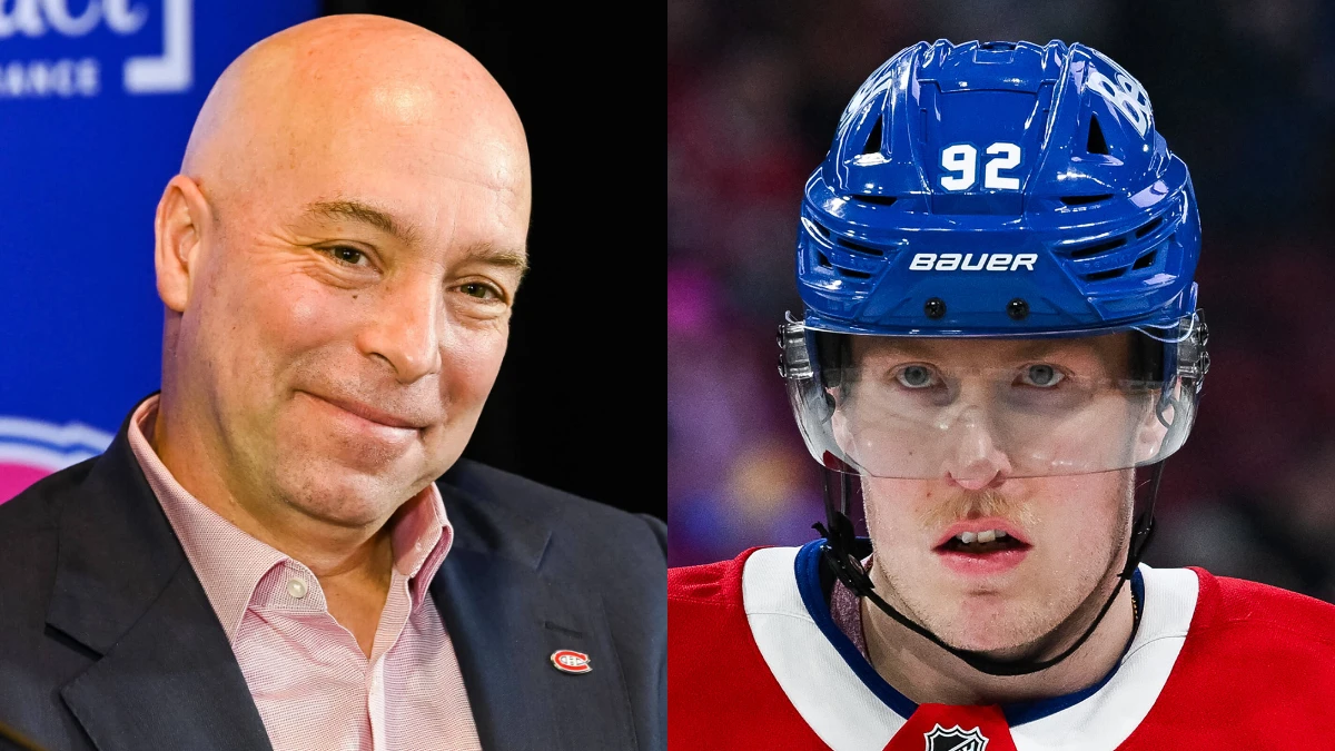 Photo of Kent Hughes and Patrik Laine