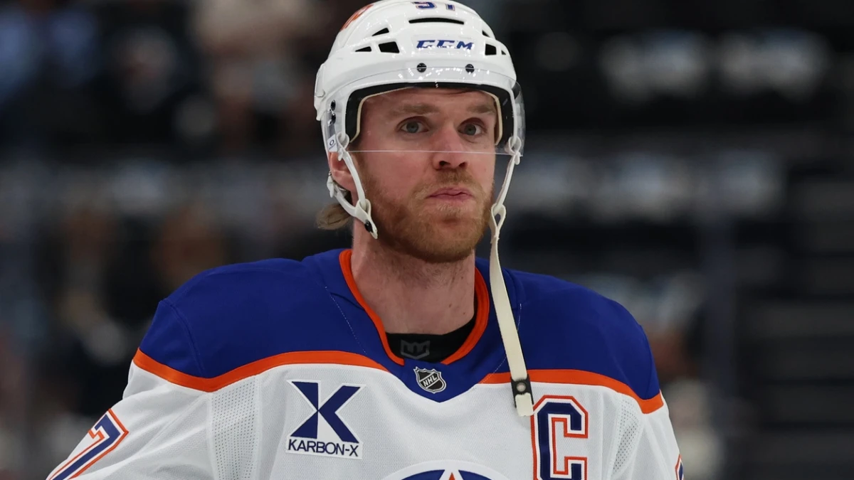 Edmonton Oilers center Connor McDavid (97) warms up before a game against the Utah Mammoth at Delta Center.