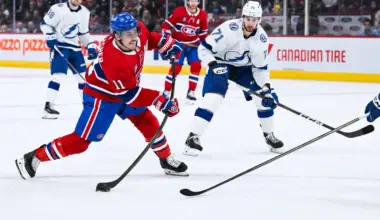 Montreal Canadiens right wing Brendan Gallagher (11) shoots the puck against the Tampa Bay Lightning during the first period at Bell Centre.