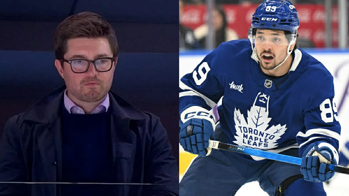 Toronto Maple Leafs forward Nick Robertson (89) pursues the play against the Winnipeg Jets in the first period at Scotiabank Arena.