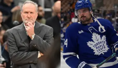 Toronto Maple Leafs forward Auston Matthews (34) skates during warm up before a game against the Anaheim Ducks at Scotiabank Arena.