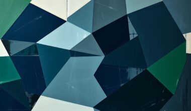 A fragmented, geometric painting depicting overlapping planes of navy, green, and grey, conceptually representing the complex defensive challenges facing the Columbus Blue Jackets.