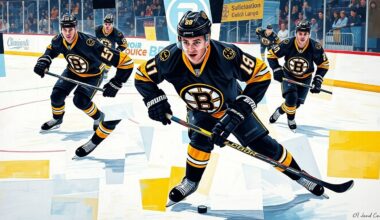 A cubist, geometric illustration depicting a hockey player