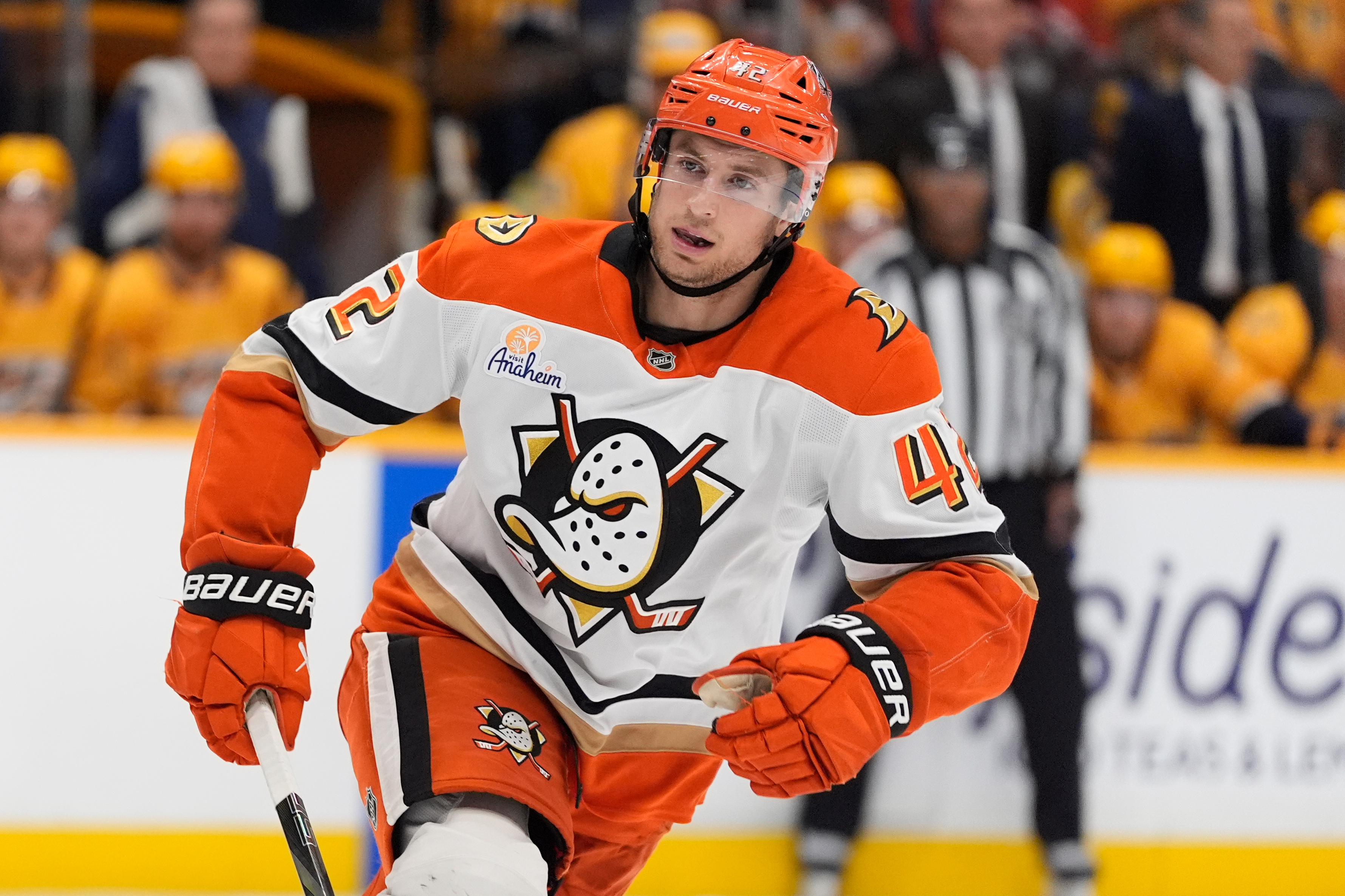 Ducks center Tim Washe (42) plays during the third period...