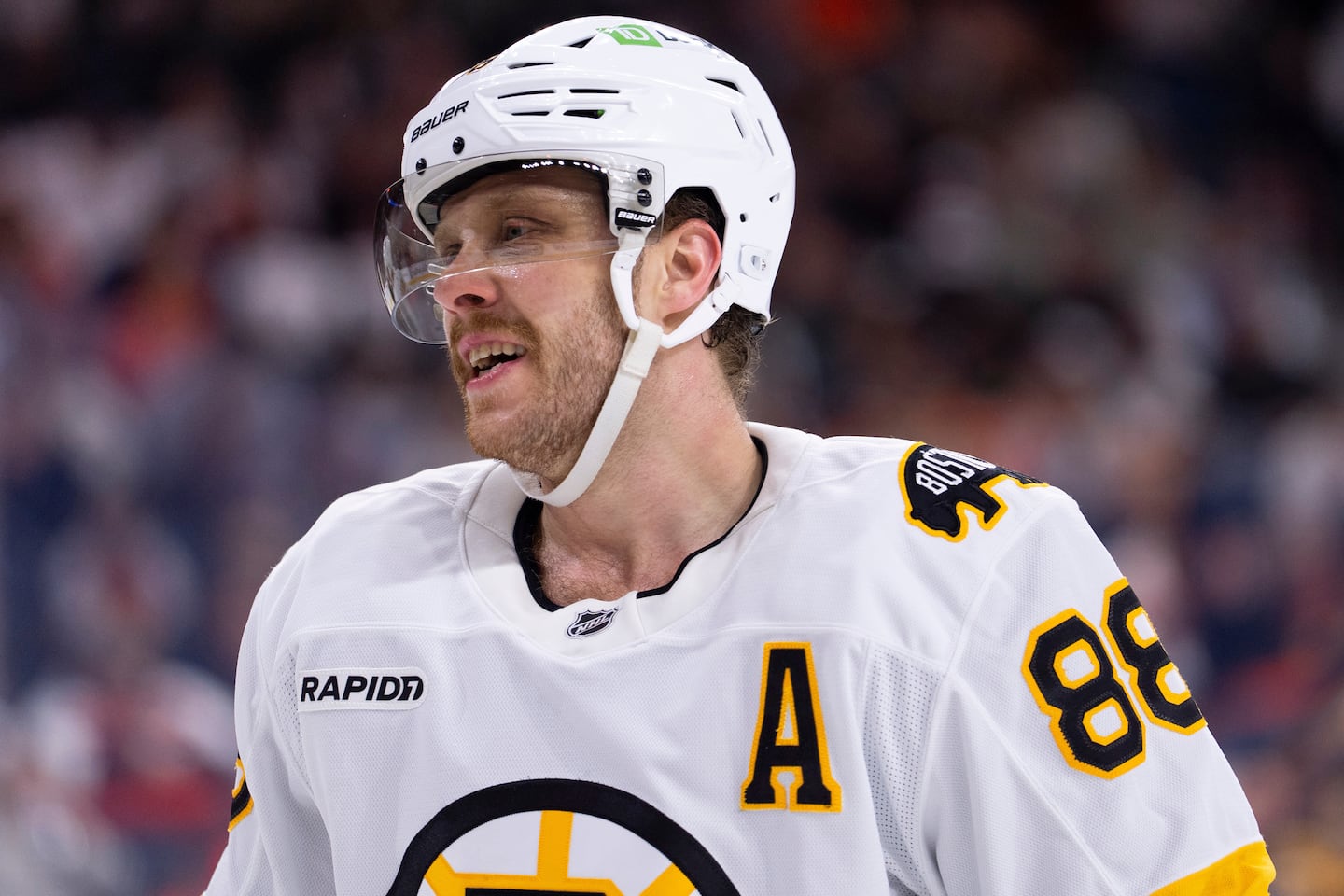 David Pastrnak was frustrated after the Bruins' most recent loss, 2-1 in overtime to the Flyers on Sunday.