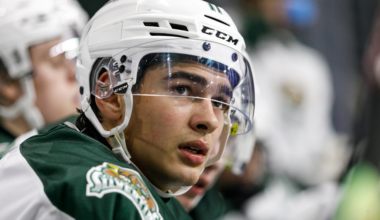 Carter Bear skating for the Everett Silvertips