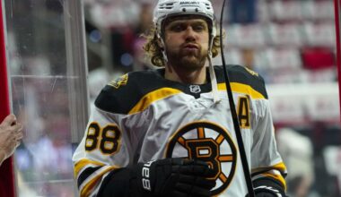 David Pastrnak skating for the Boston Bruins
