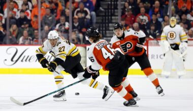Bruins offense stalls again, fall to Flyers in OT defeat