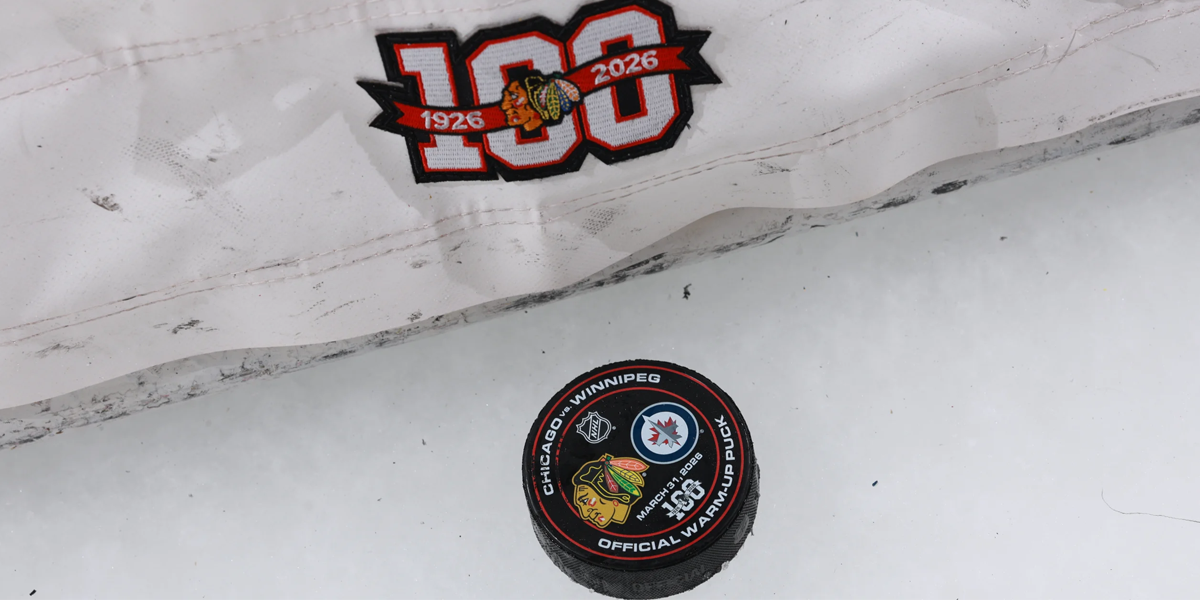 Game Puck For Chicago Blackhawks vs Winnipeg Jets