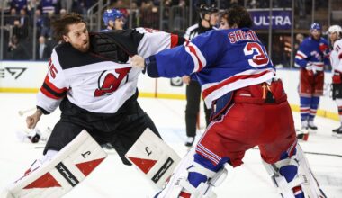 Igor Shesterkin goalie fight highlights Rangers latest win, 4-1 over Devils